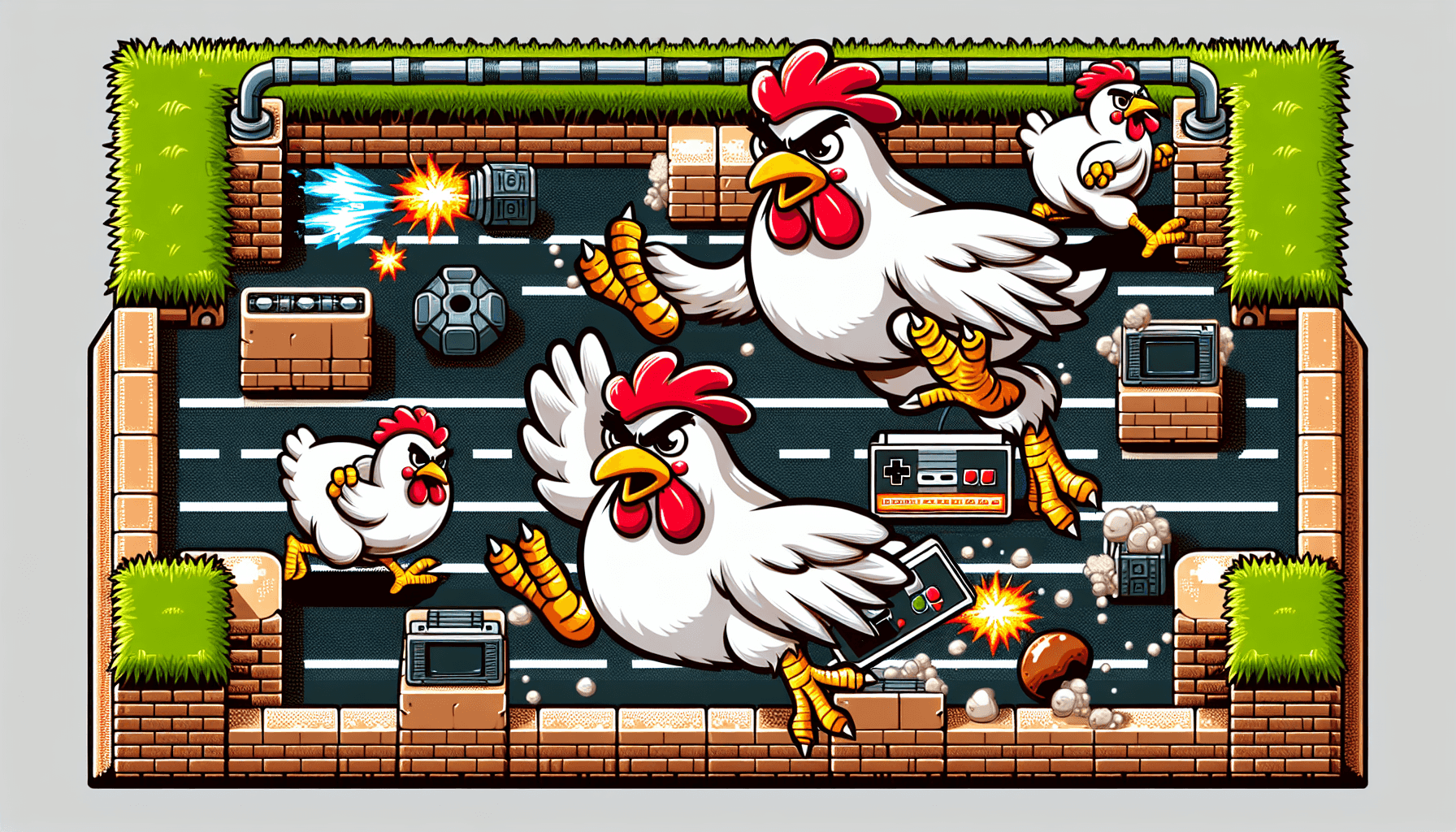 Action shot with power-ups